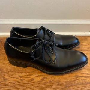 Calvin Klein Dorrel Mens Black Box Leather Dress Formal Lace Up Shoes.